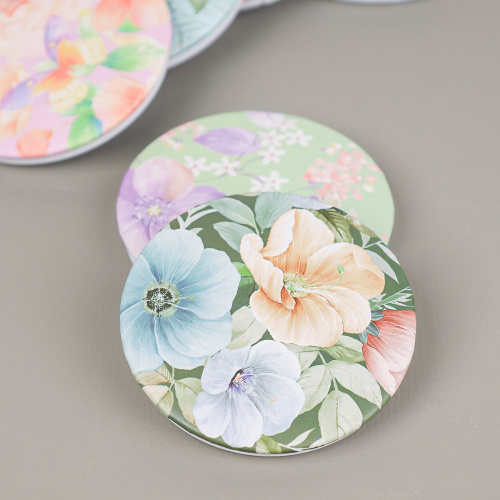 Зеркало карманное 7 см Цветы / CW419-5 /уп 12/480/