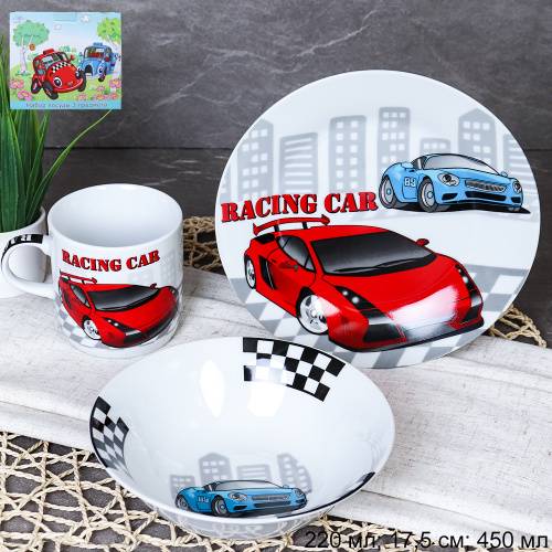 Набор посуды 3 предмета / C890# /уп 6/12/ Машинки