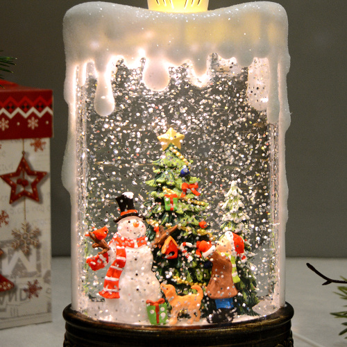 Светильник Новогодний настольный светодиодный 12,5x8x25 см Снеговик у ёлки музыкальный / NG206-65 /уп 12/АКЦИЯ