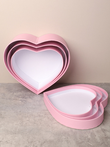 Коробка подарочная 3 штуки Сердце / 1160 /уп 24/16*18.3*7/18*20.3*8/20*22.3*9cm