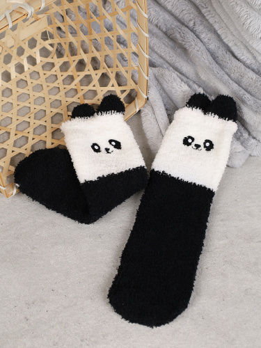 Носки женские флисовые р. 35-40 Лапки новогодний №2 Панда / MNZ-16/2 /уп 12 /700654