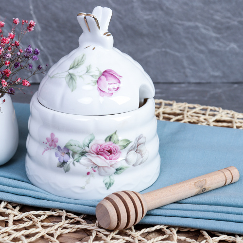 Банка для меда 280 мл / FY22004 /уп 36/ Нежные розы