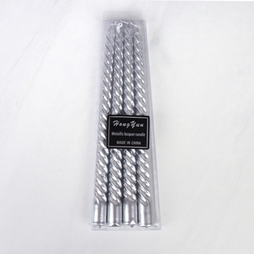 Свеча 4 штуки 25х1,8 см набор / WR-309 /уп 144/ серебро / 2 СОРТ ЦАРАПИНЫ