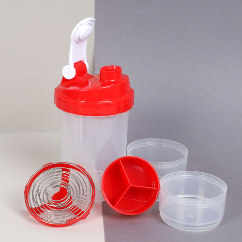 Бутылка/Шейкер СПАЙДЕР SHS-500 бело-красная, для спортивного питания 500ML