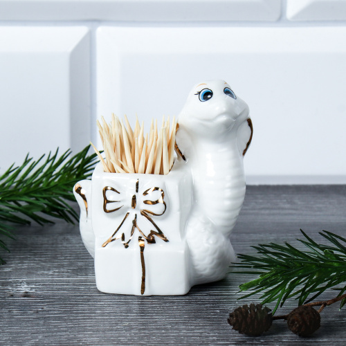 Подставка для зубочисток Змейка / B5319 /уп 144/  костяной фарфор