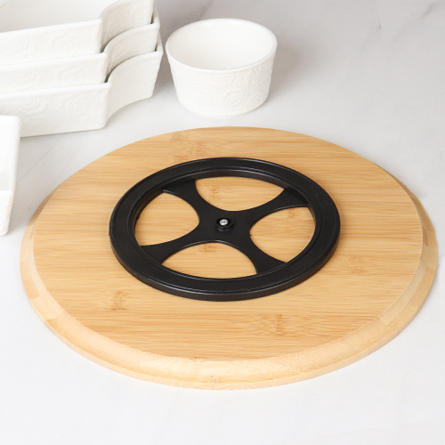 Менажница 5 секций Белые розы / 860026 /уп/ на деревянной крутящейся подставке/ ПРОМО АКЦИЯ