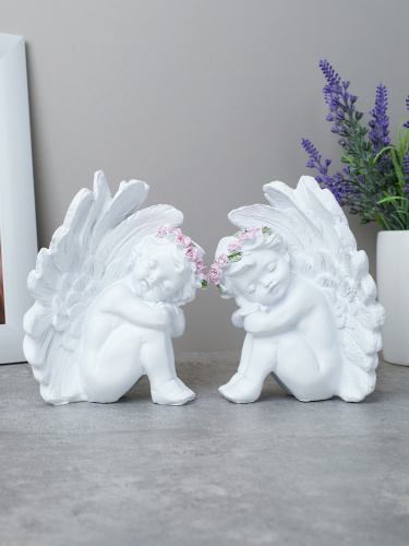 Фигурка Ангел 13 см / QT61-H /уп 60/розовые цветы